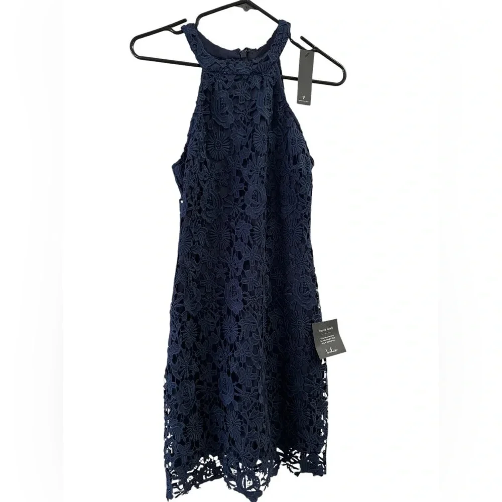 Lulus navy blue floral mini dress - Picture 3 of 5